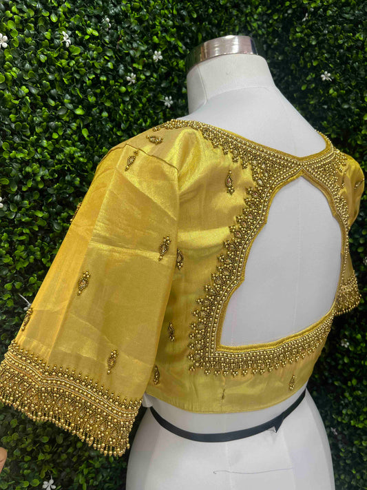 Designer Handwork Blouse Gold