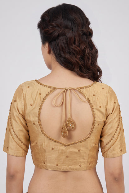 HAND WORK READY MADE BLOUSE  AARI WORK (GOLD)