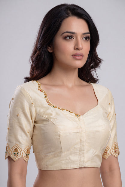 Gold handwork jewelary style blouse
