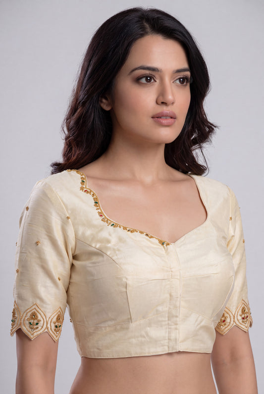 Gold handwork jewelary style blouse