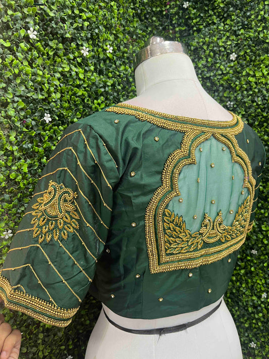 Designer Handwork Blouse Green