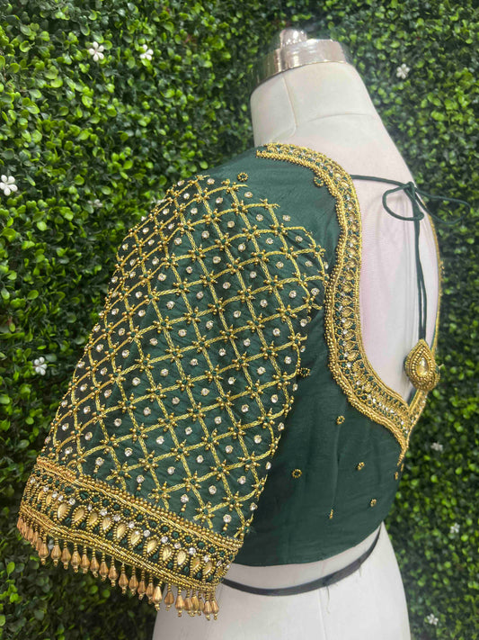 Designer Handwork Blouse Green