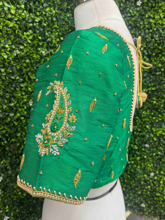 Designer Handwork Blouse Green