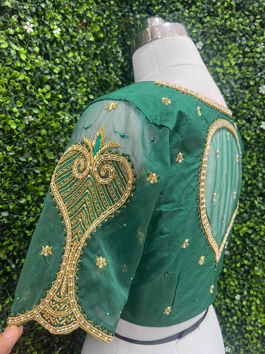 Designer Handwork Blouse Green