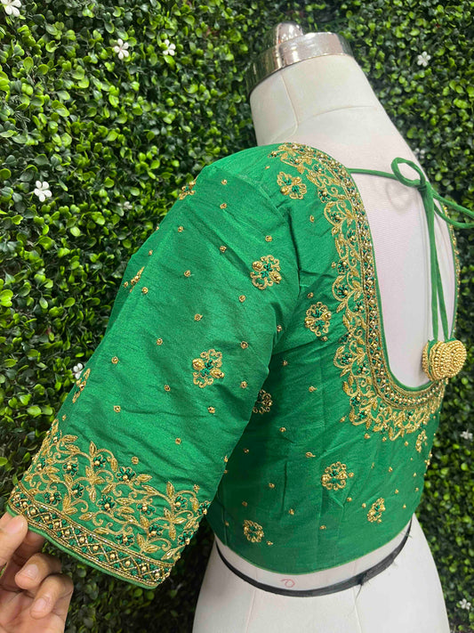 Designer Handwork Blouse Green