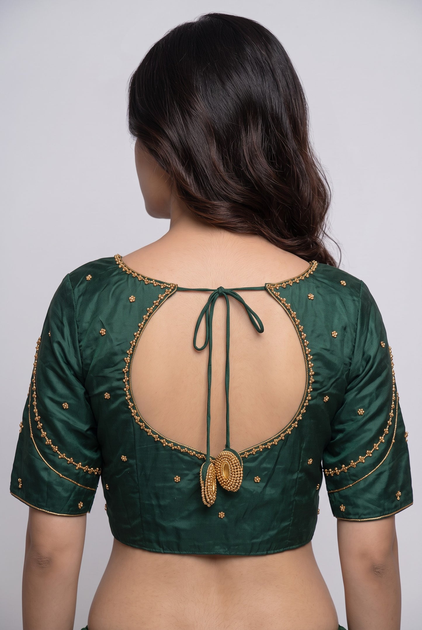 HAND WORK READY MADE BLOUSE  AARI WORK (GREEN)