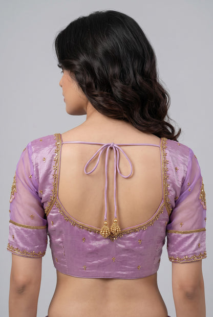 Light purple handwork Designer  blouse