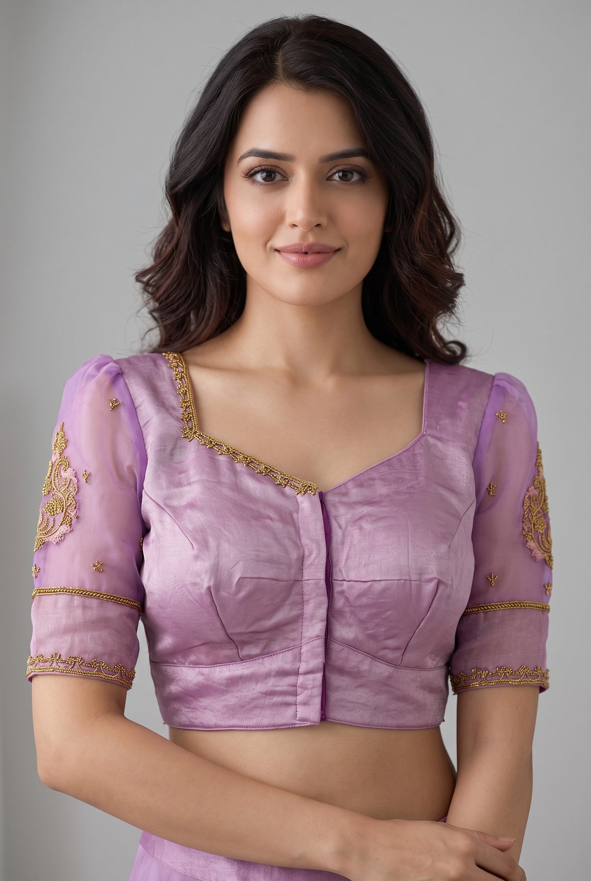 Light purple handwork Designer  blouse
