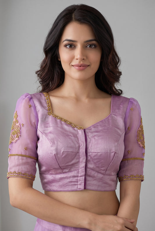 Light purple handwork Designer  blouse