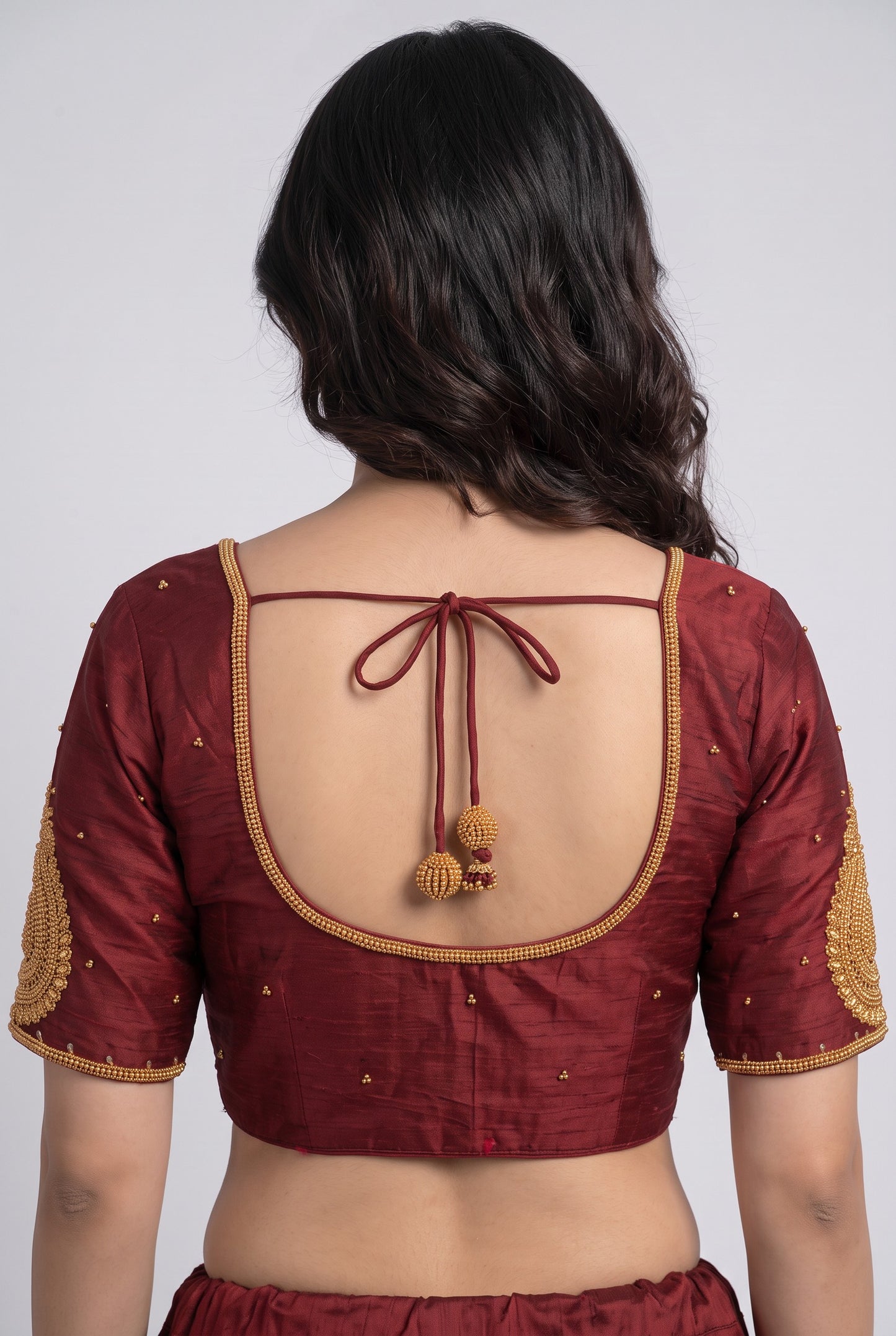 HAND WORK READY MADE BLOUSE (MAROON)