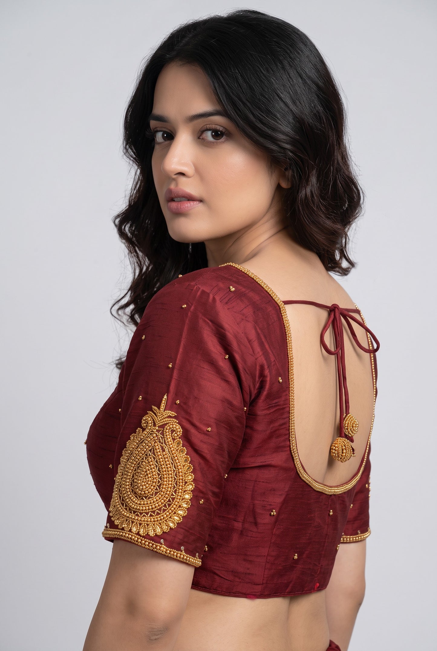 HAND WORK READY MADE BLOUSE (MAROON)