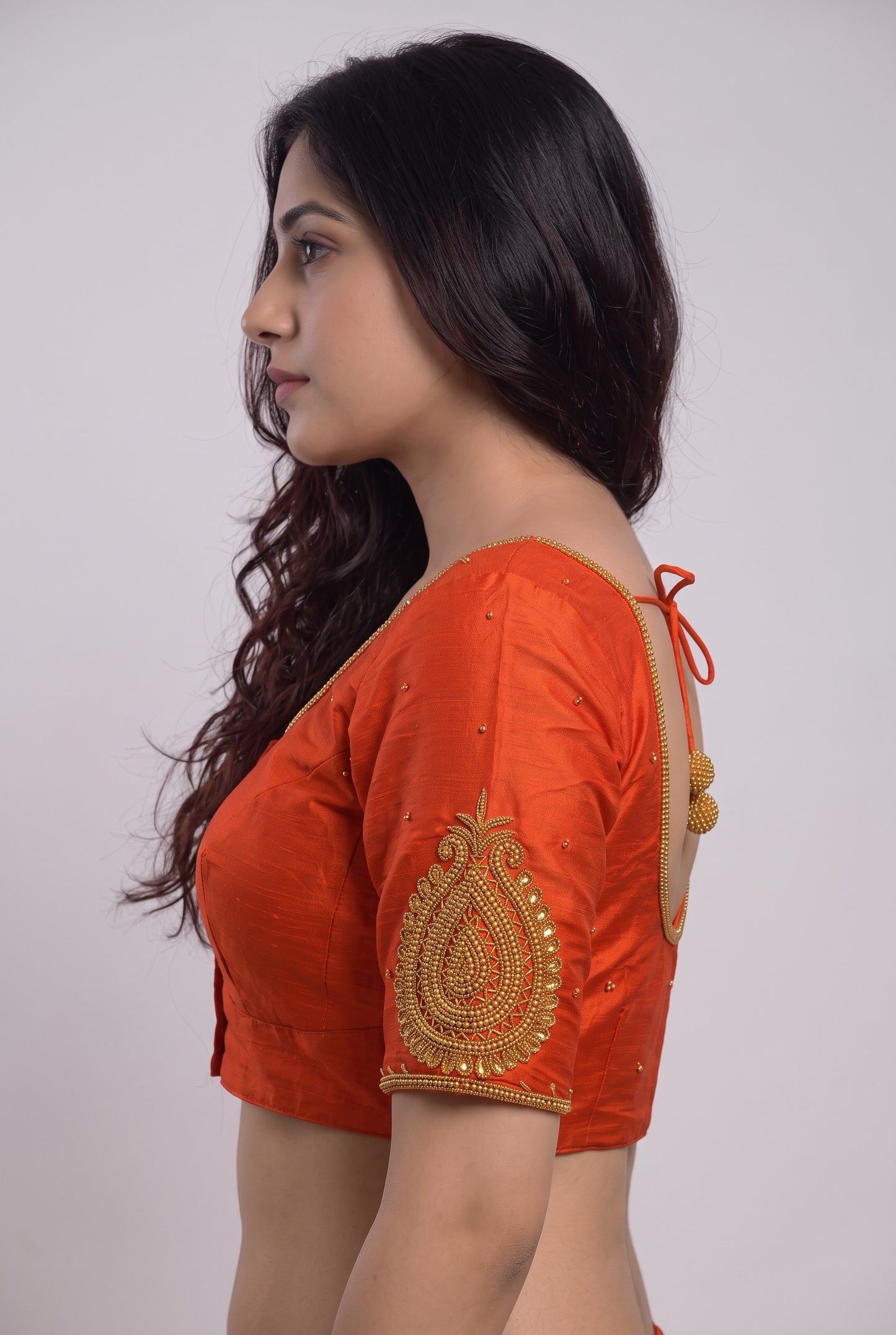 HANDWORK READY MADE BLOUSE (ORANGE)