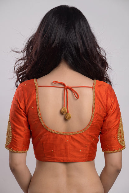 HANDWORK READY MADE BLOUSE (ORANGE)