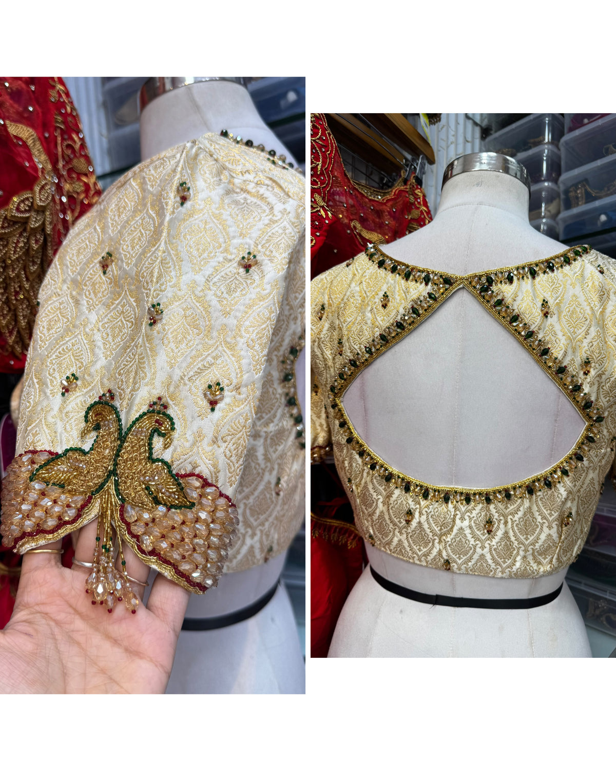Gold handwork jewelary style blouse