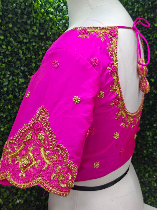 Designer Handwork Blouse Pink