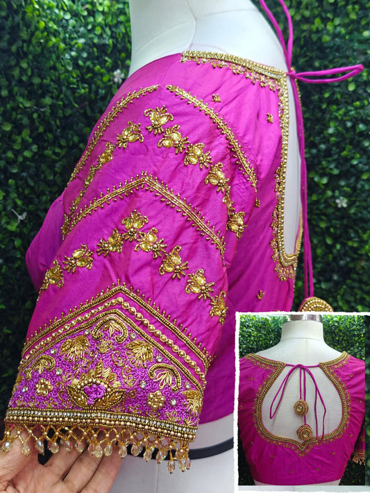 Designer Handwork Blouse Pink