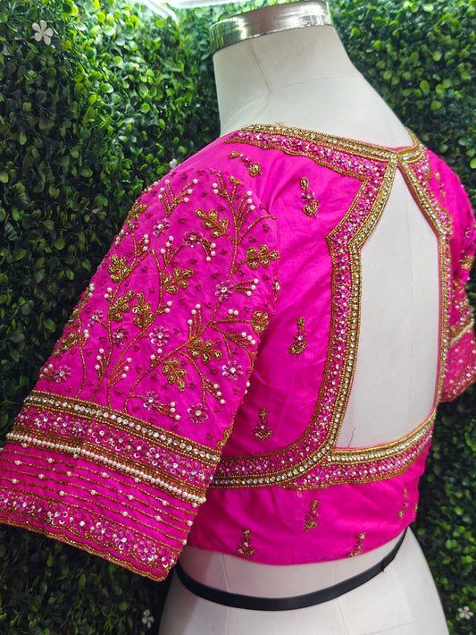 Designer Handwork Blouse Pink