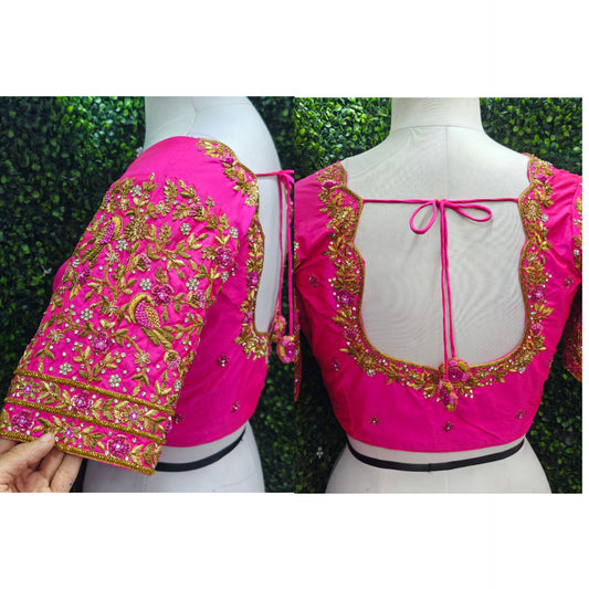 Designer Handwork Blouse Pink