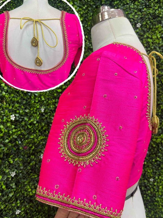 Designer Handwork Blouse Pink