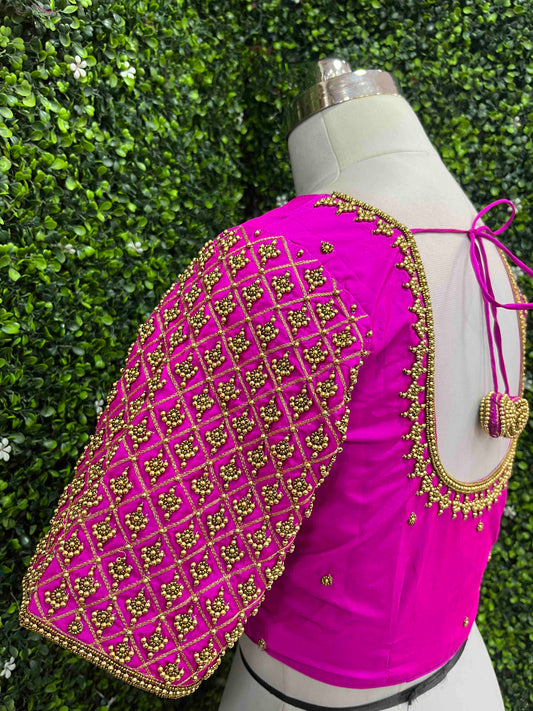 Designer Handwork Blouse Pink