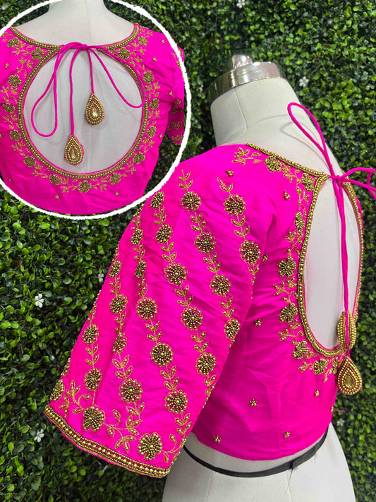 Designer Handwork Blouse Pink