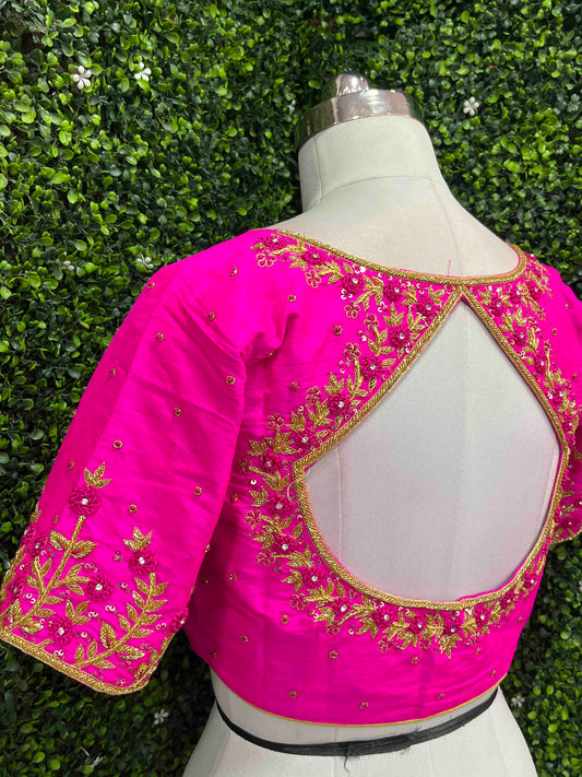 Designer Handwork Blouse Pink