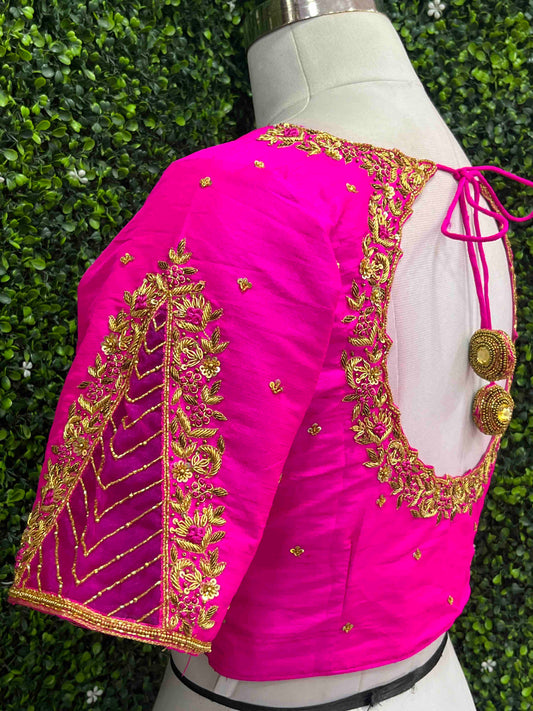 Designer Handwork Blouse Pink