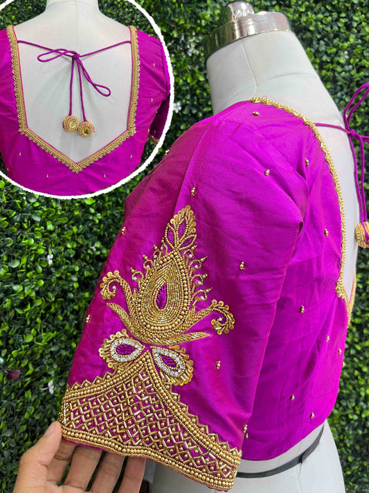Designer Handwork Blouse Pink