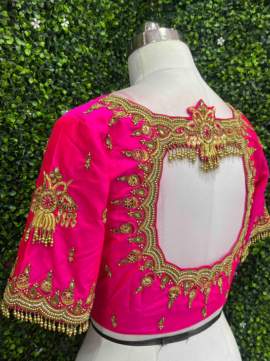 Designer Handwork Blouse Pink