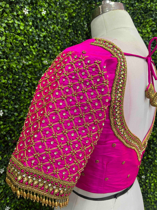 Designer Handwork Blouse Pink