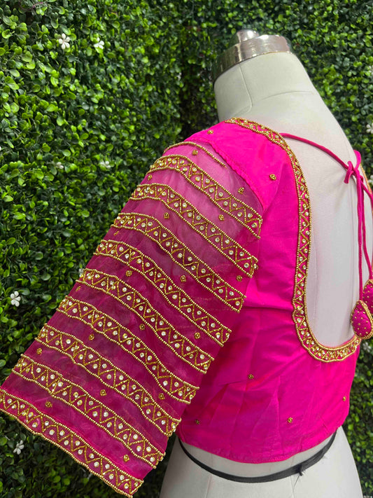 Designer Handwork Blouse Pink
