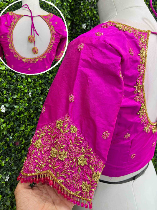 Designer Handwork Blouse Pink