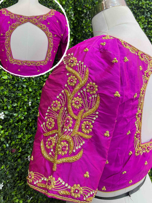 Designer Handwork Blouse Pink