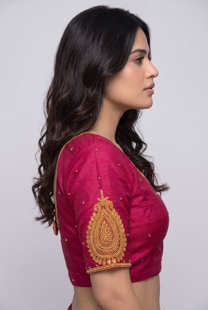 HANDWORK READY MADE BLOUSE (PINK)