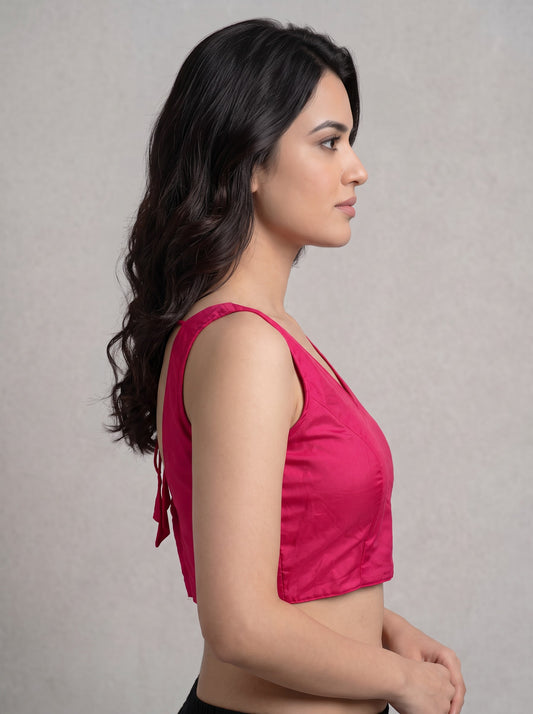 READY MADE SLEEVELESS SILK BLOUSE (PINK)