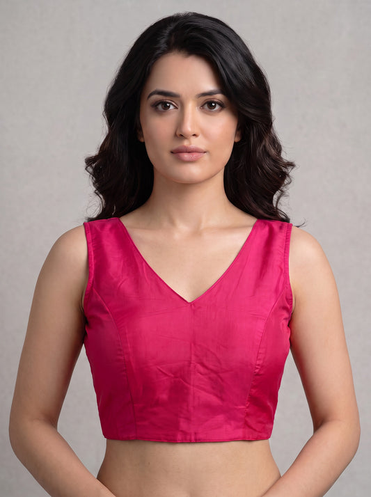 READY MADE SLEEVELESS SILK BLOUSE (PINK)
