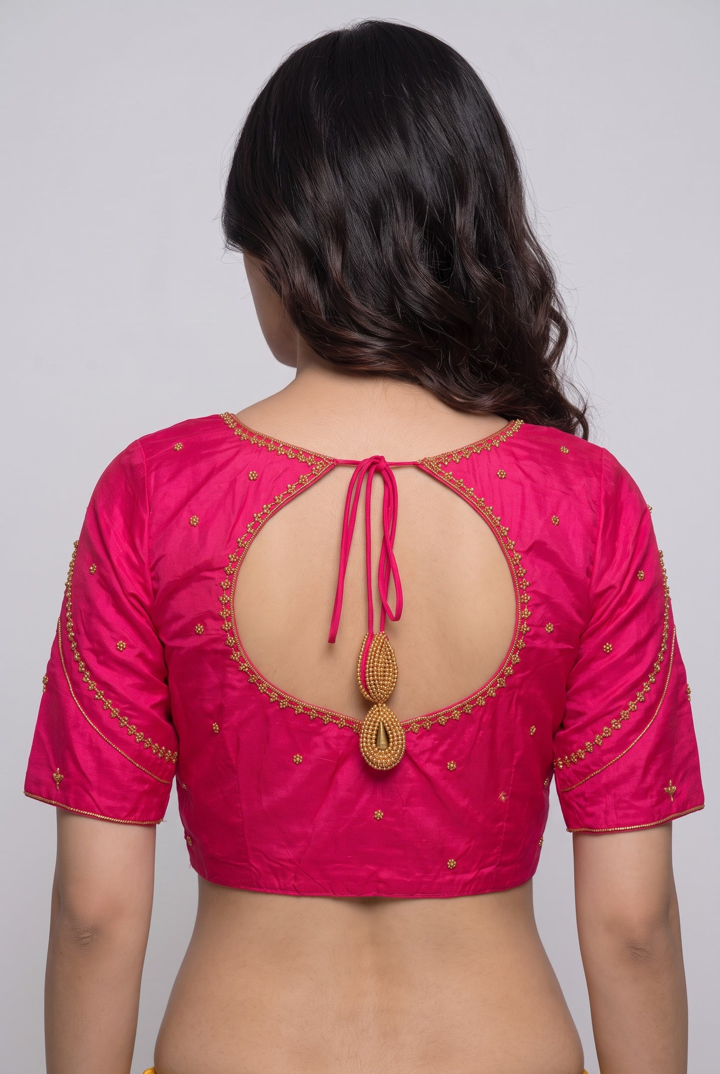 HAND WORK READY MADE BLOUSE  AARI WORK (PINK)