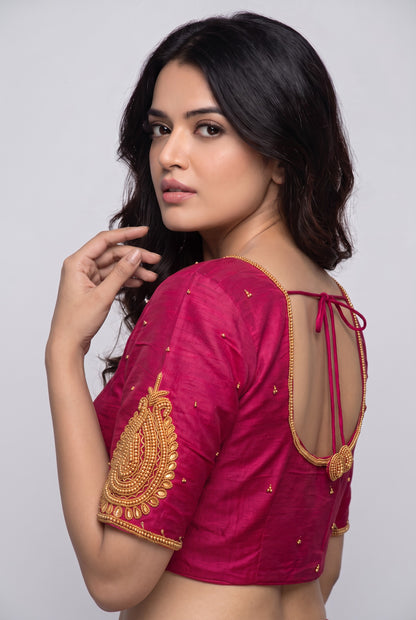 HANDWORK READY MADE BLOUSE (PINK)