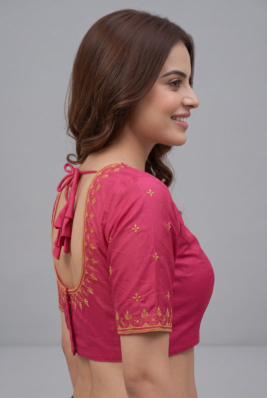Machine Work Blouse maroon