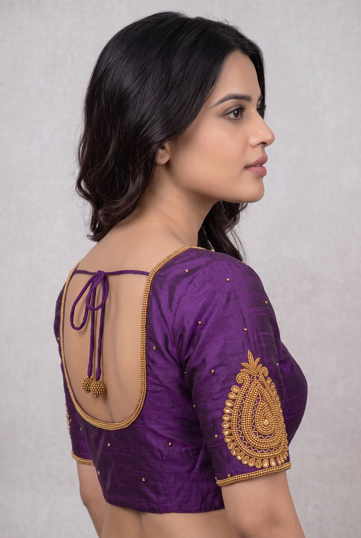 HANDWORK READY MADE BLOUSE (PURPLE)