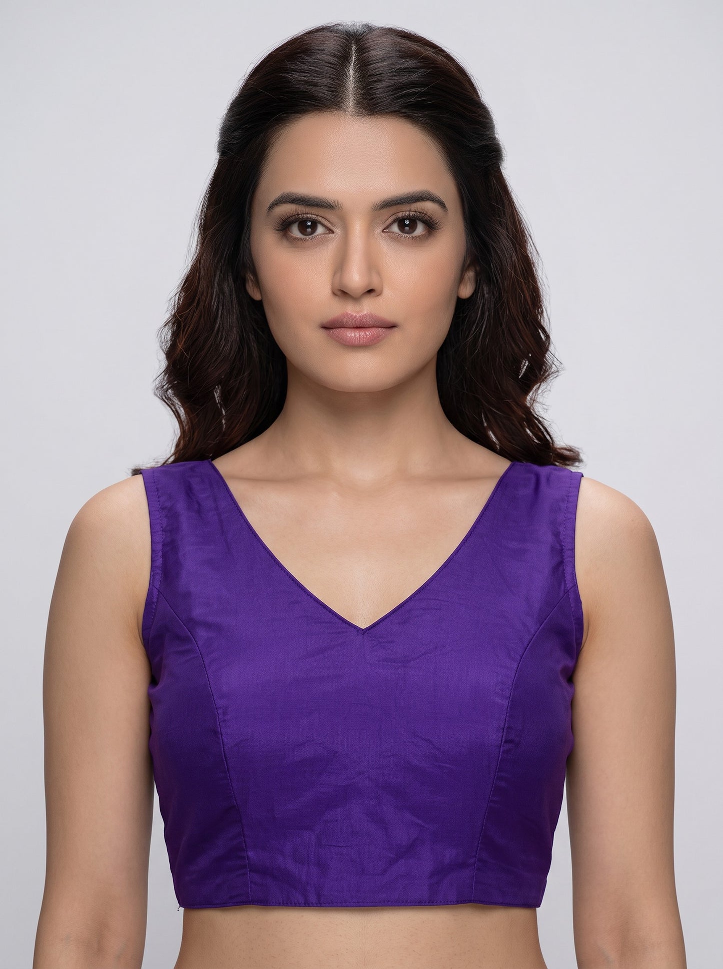 READY MADE SLEEVELESS SILK BLOUSE (PURPLE)