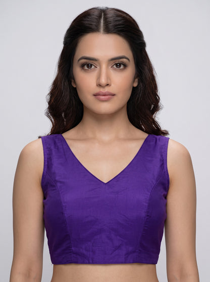 READY MADE SLEEVELESS SILK BLOUSE (PURPLE)