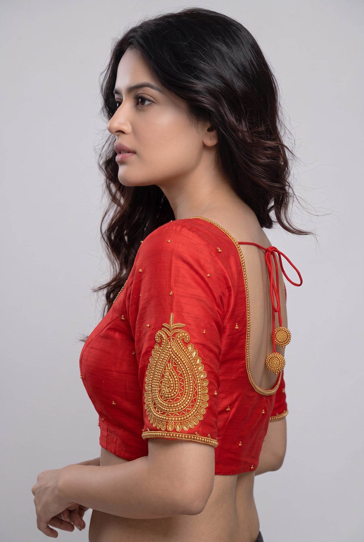 HANDWORK READY MADE BLOUSE (RED)