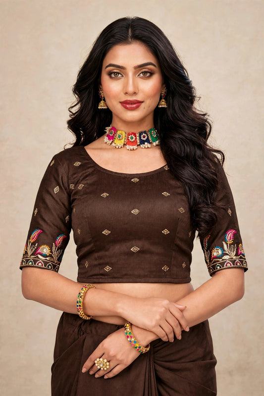 Stretchable blouse coffee colour