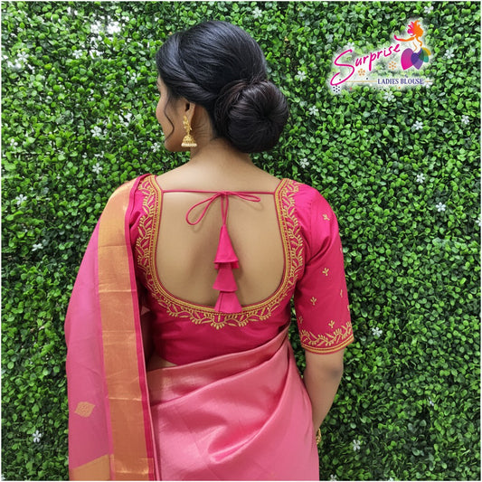 Machine work designer Readymade blouse pink color