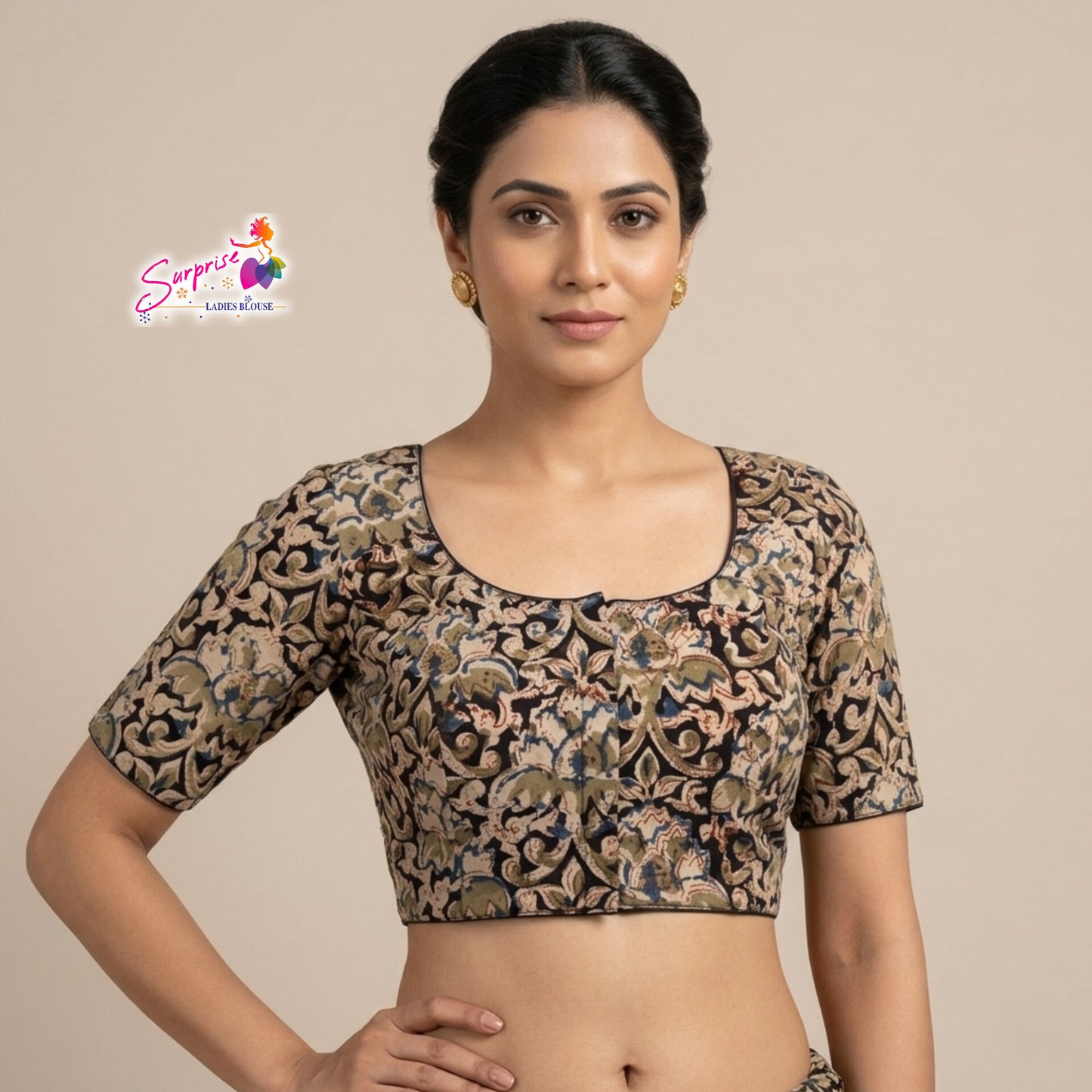 Printed khadi cotton blouse