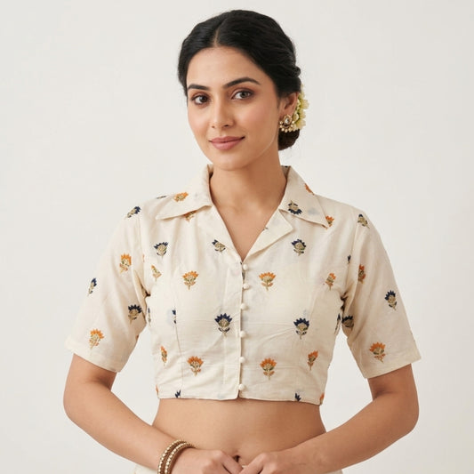 Khadi Cotton Colar Neck Blouse