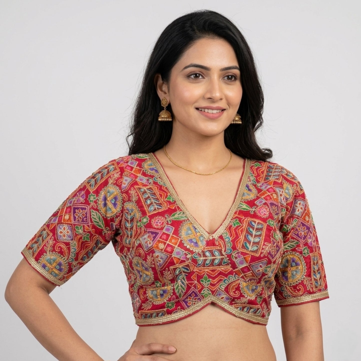 Multicolor Crepe Silk Blouse