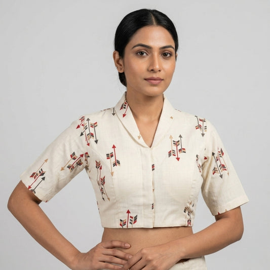 Collar khadi cotton blouse