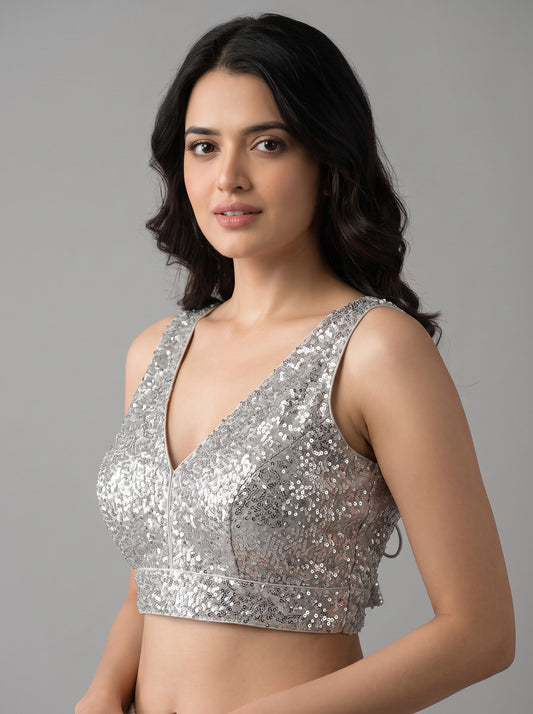 Fancy blouse silver color